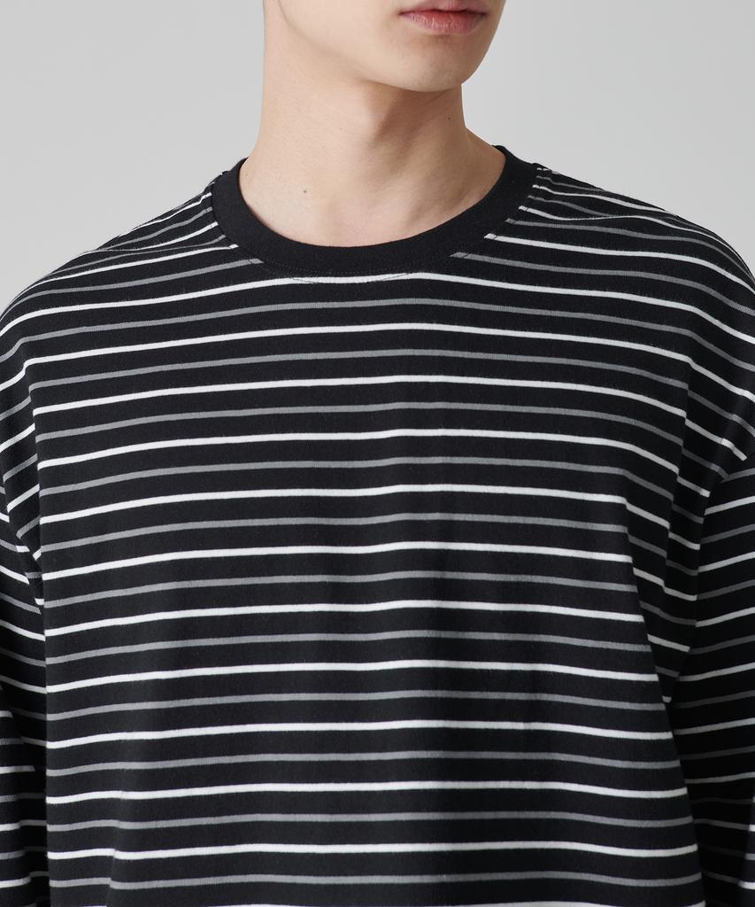 MUSINSA STANDARD Multi-Stripe Relaxed Long Sleeve T-Shirt 1 [Black/White]