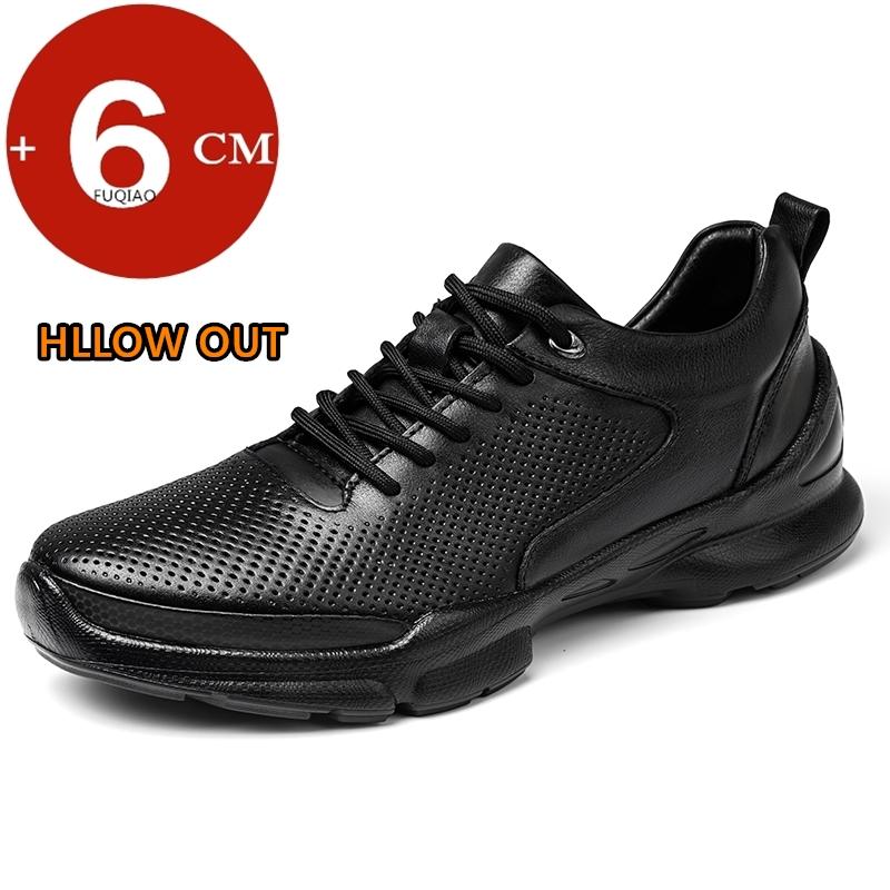 Summer Winter Genuine Leather 6cm Height Increase Sneakers Unisex Lightweight Comfort Breathable Elevator Sports for Men & Women