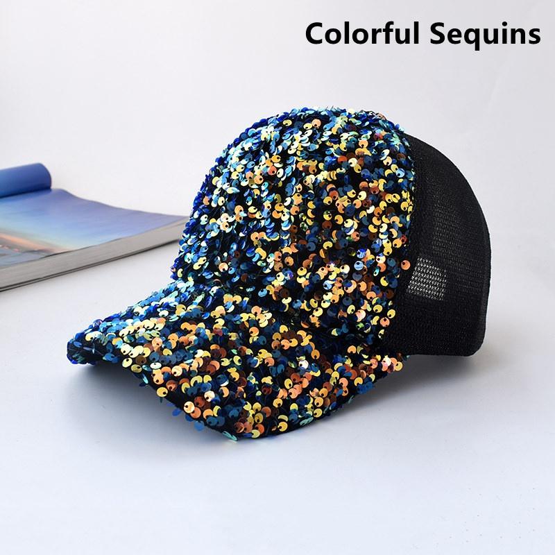 New Summer New Sequin Hat Baseball Cap Gradient Bright Color Net Hat  Outdoor Sunhat for Men and Women Duck Tongue 1pcs