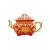 Hand-Painted Enamel Gilded Square Ceramic Teapot Set with Gift Box
