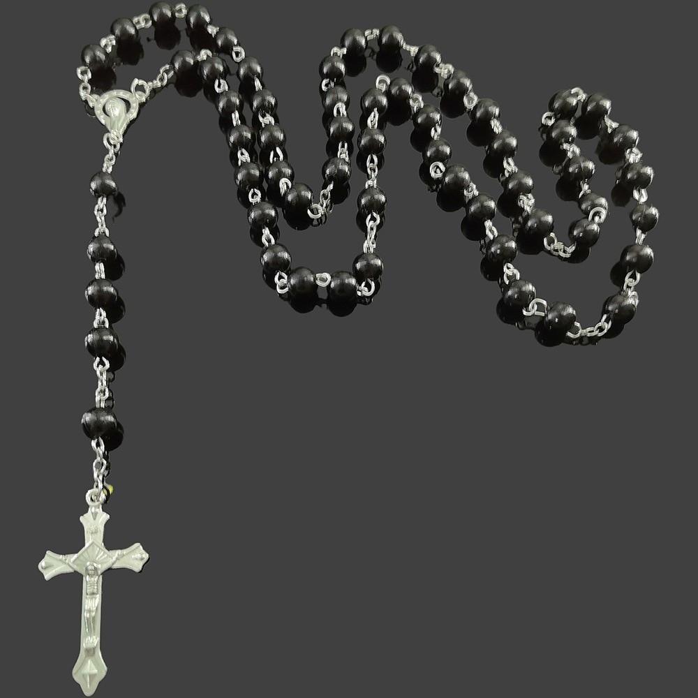 Imitation Pearl Religious Jewelry Set Sweater Chain Long Cross Pendant Necklace Devotional Vintage Style Christian Bracelet