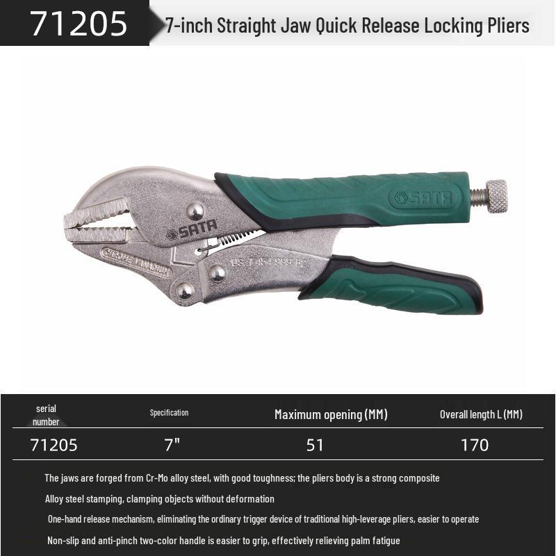 SATA 10-Inch Quick Release Pliers 71205/71206 - Efficient Straight Jaws