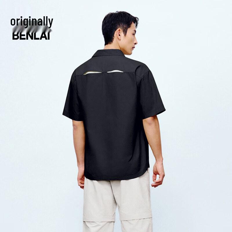 BENLAI Men's Pure Cotton Short-Sleeve Casual Work Shirt