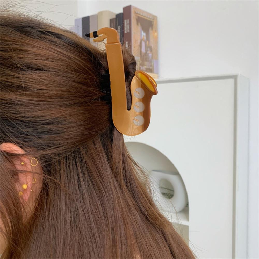 Video Tape Acetate Guitar Hair Claw Acetic Acid Big Shark Clip Personalized Music Hair Clip  Female