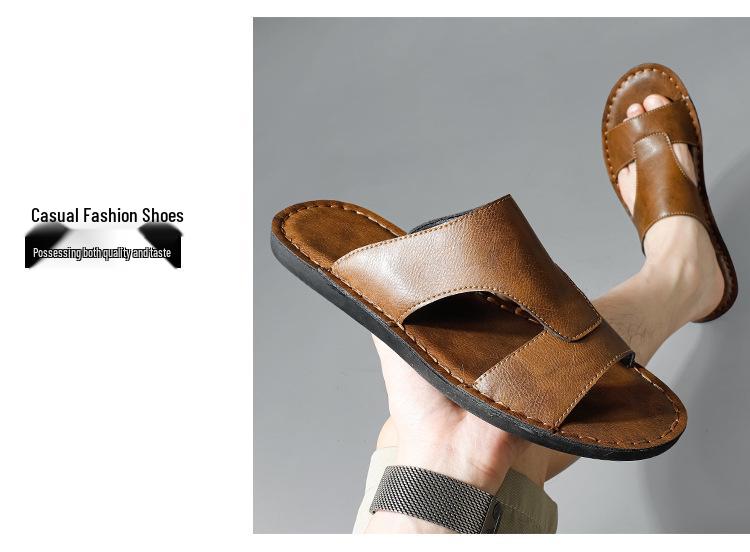 Men's Korean Style Non-Slip Beach Sandals - Trendy Single Strap Outdoor Slippers