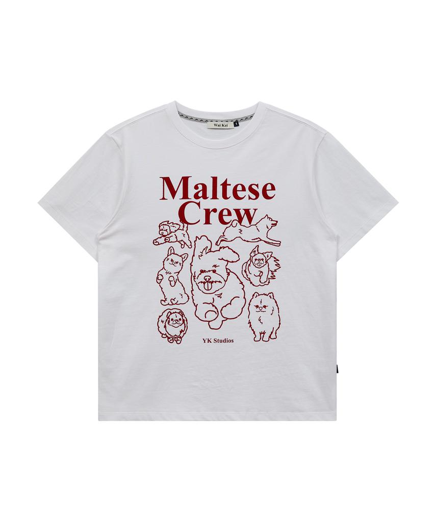 WAIKEI Maltese Crew Line Graphic Short Sleeve T-Shirt White & Red