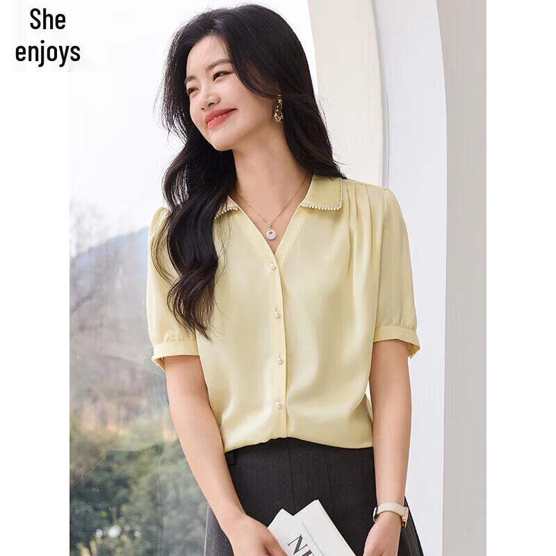 Women s Short Sleeve Pleated Shirt L