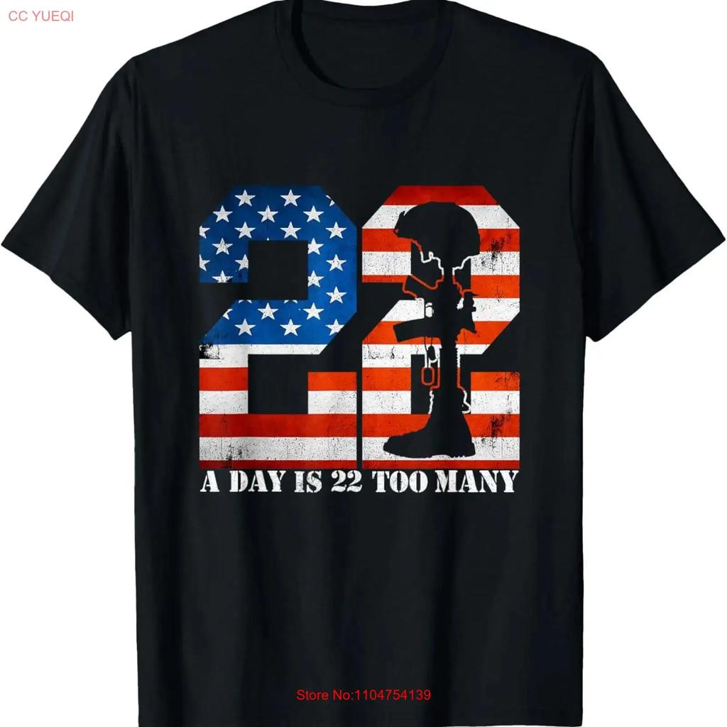 22 A Day Is Too Many Veteran Lives Matter Help Veterans T Shirt vintage Washed Top For Everyday Wear homme designer clothes