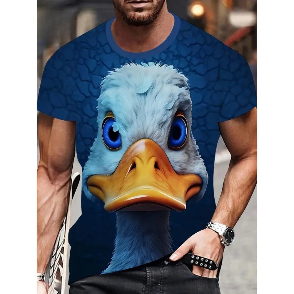 3D Printing Fashionable Funny Duck Graphic T-shirt Men Casual Loose Breathable Round Neck Short Sleeve T-shirt