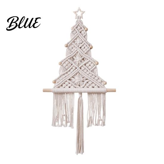 Star Pattern Wall Tapestry Hand‑Woven Christmas Tree Hanging Boho with Wooden Beads & Handwoven Cotton Star Xmas Art Decor for Home Farmhouse