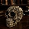 Collectible Art for Secret Rooms Creative Skull Flowers Sculpture, Human Head Skeleton Statue, Halloween Ornaments Home Decor Decor, Prop Indoor