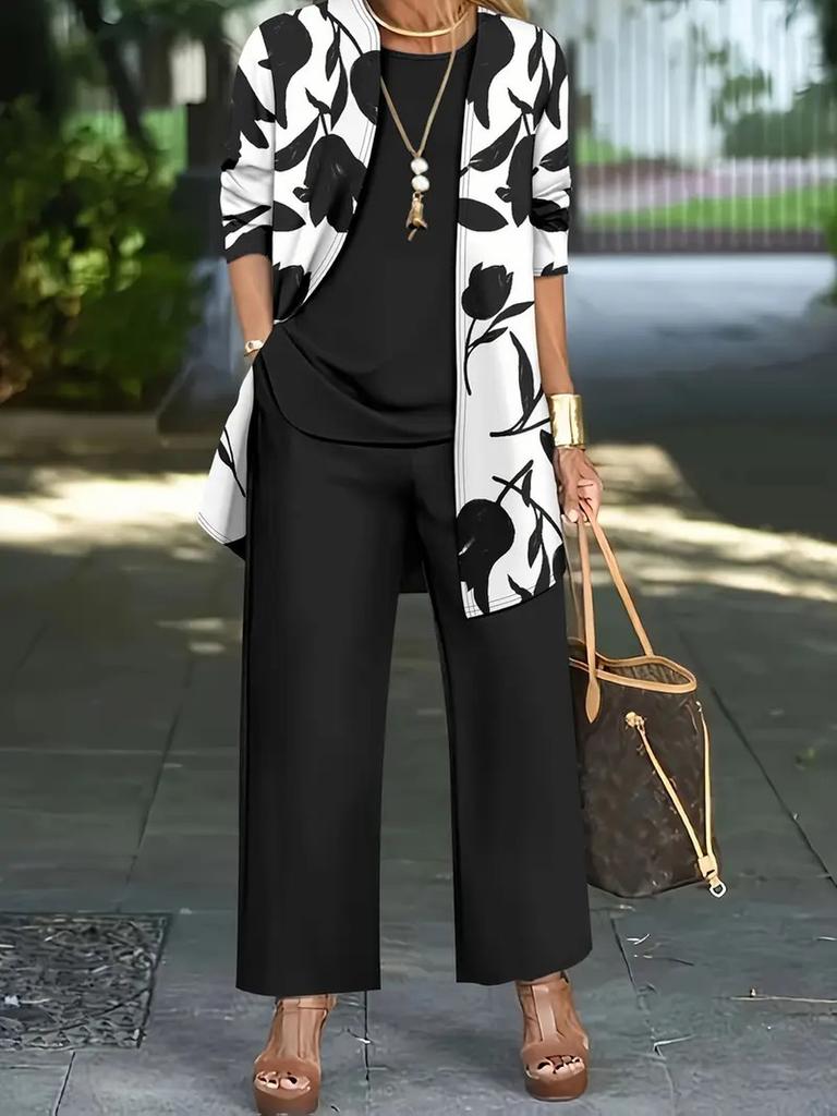 Autumn Women's 3-Piece Set Jacket Camisole Pants Outfit Korean Casual Set