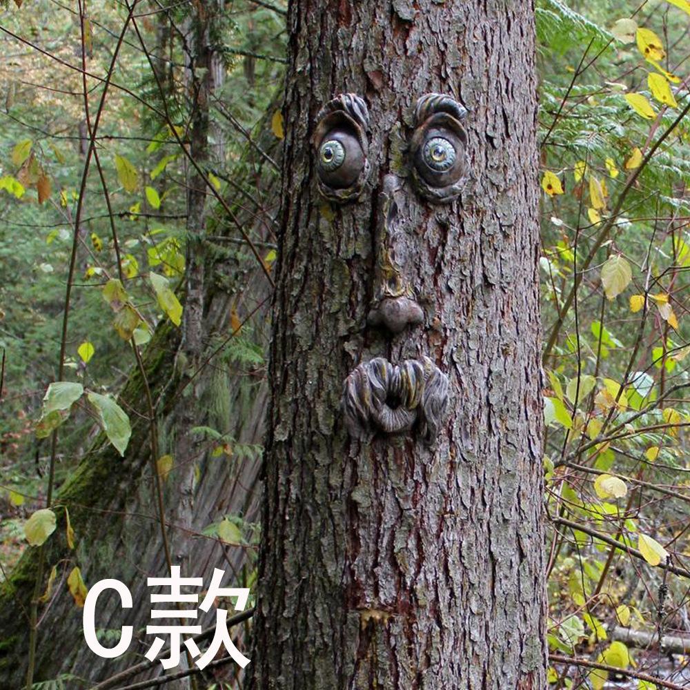 

Tree Bark Luminous Tree Face and Monster Facial Features Resin Ornaments Easter Outdoor Creative Ornaments Decoration