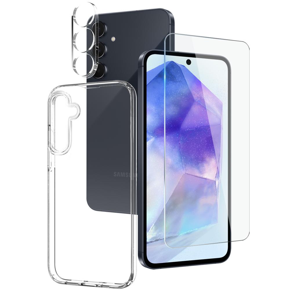 

NORTHJO For Samsung Galaxy A55 5G TPU Phone Case Set with Front Screen Protector and Lens Film A
