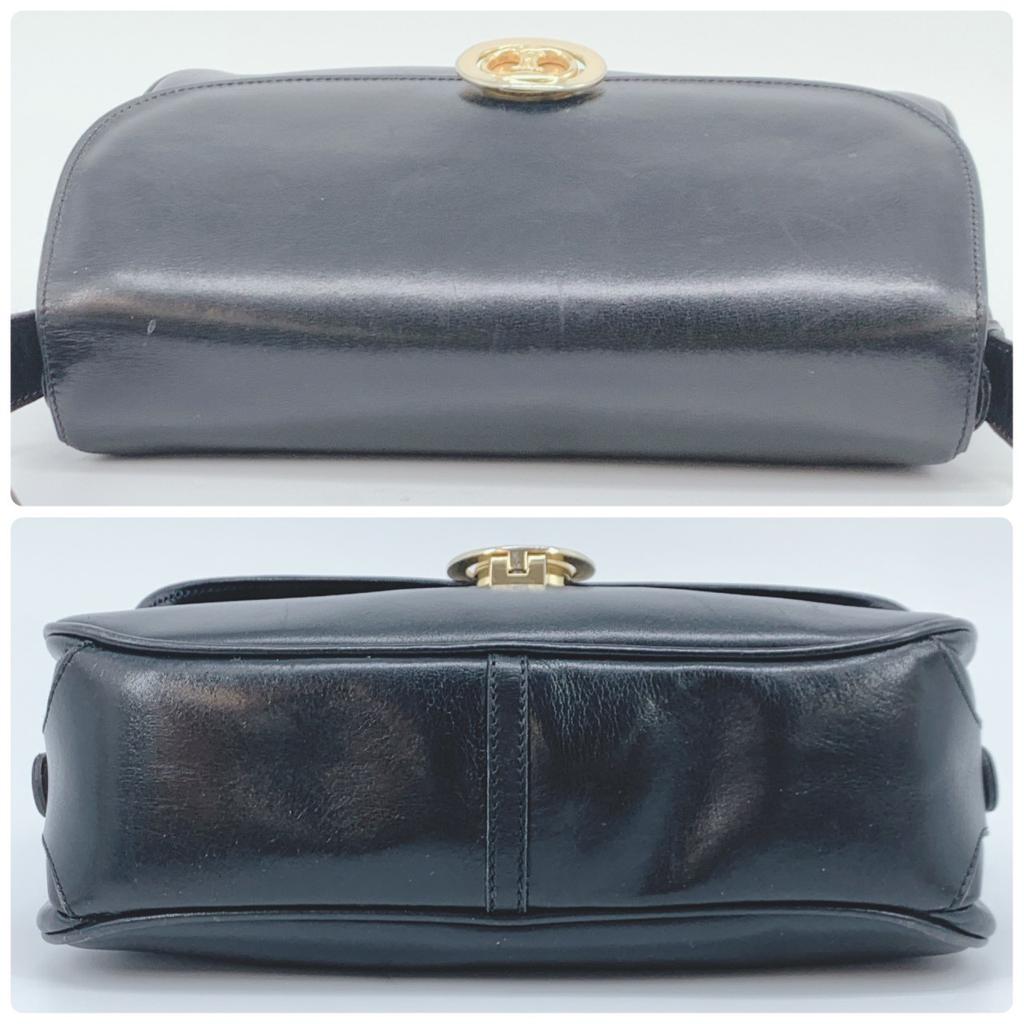 CELINE Vintage Macadam Triomphe Gold Hardware Flap One Semi Shoulder Bag Leather Black Women's Men's Unisex