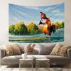 VIKAMA French Fun Surfing Rooster Print Tapestry Suitable For Living Rooms Bedrooms Outdoor Parties Home Decor Wall Hanging