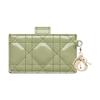 Dior Lady  Fashionable Exquisite Woven Pattern Patent Calfskin Card Holder Women Card Holder Green S0074OVRB-M73H