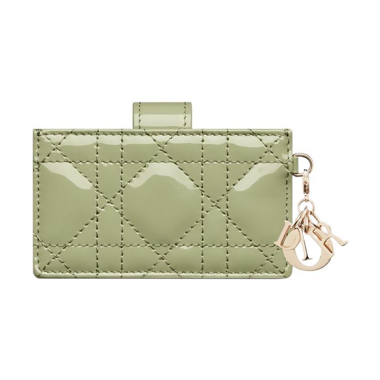 Dior Lady  Fashionable Exquisite Woven Pattern Patent Calfskin Card Holder Women Card Holder Green S0074OVRB-M73H