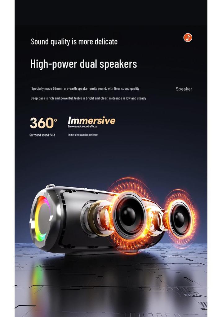 T23 High-Volume Bluetooth Speaker: Super Bass, Portable, Outdoor, Small, Long Battery Life, High-Quality Sound