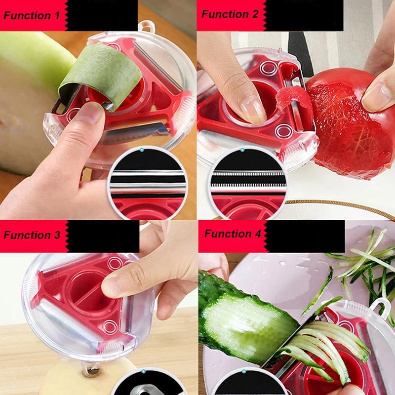 1/3PC 3in1 Magic Trio Peeler Set Multifunction Fruit and Vegetable Peeler Slicer Shredded Kitchen Tool Rotary Blade Peeler