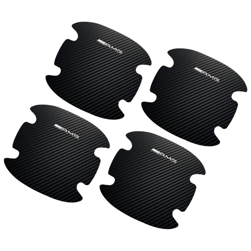 4Pcs Carbon Fiber Car Door Handle Protection Emblem Sticker For Mercedes Benz AMG W212 W205 W246 W177 W176 W213 GLC GLE GLS ML Welcome Laser