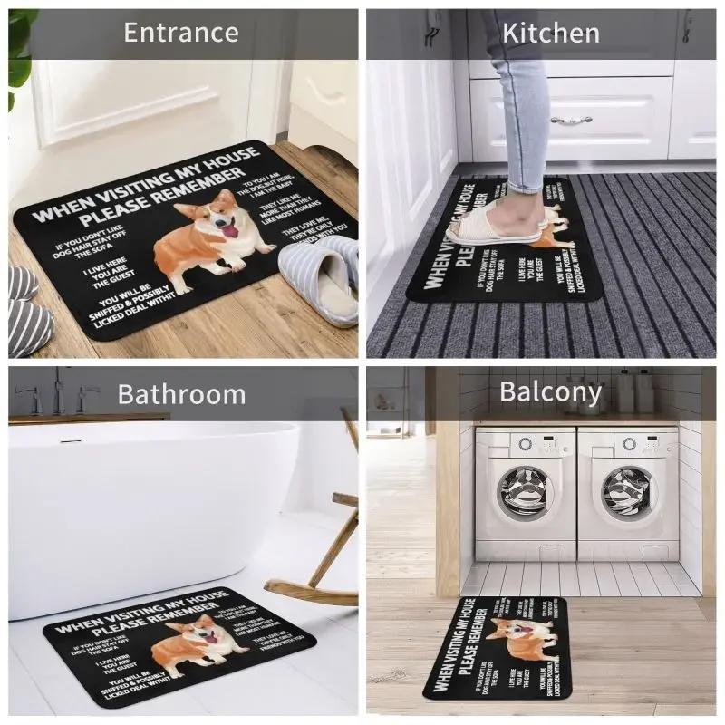 Custom Pembroke Welsh Corgi Dog Doormat Anti-Slip Entrance Kitchen Bathroom Door Floor Mat Bedroom Balcony Carpet Rug
