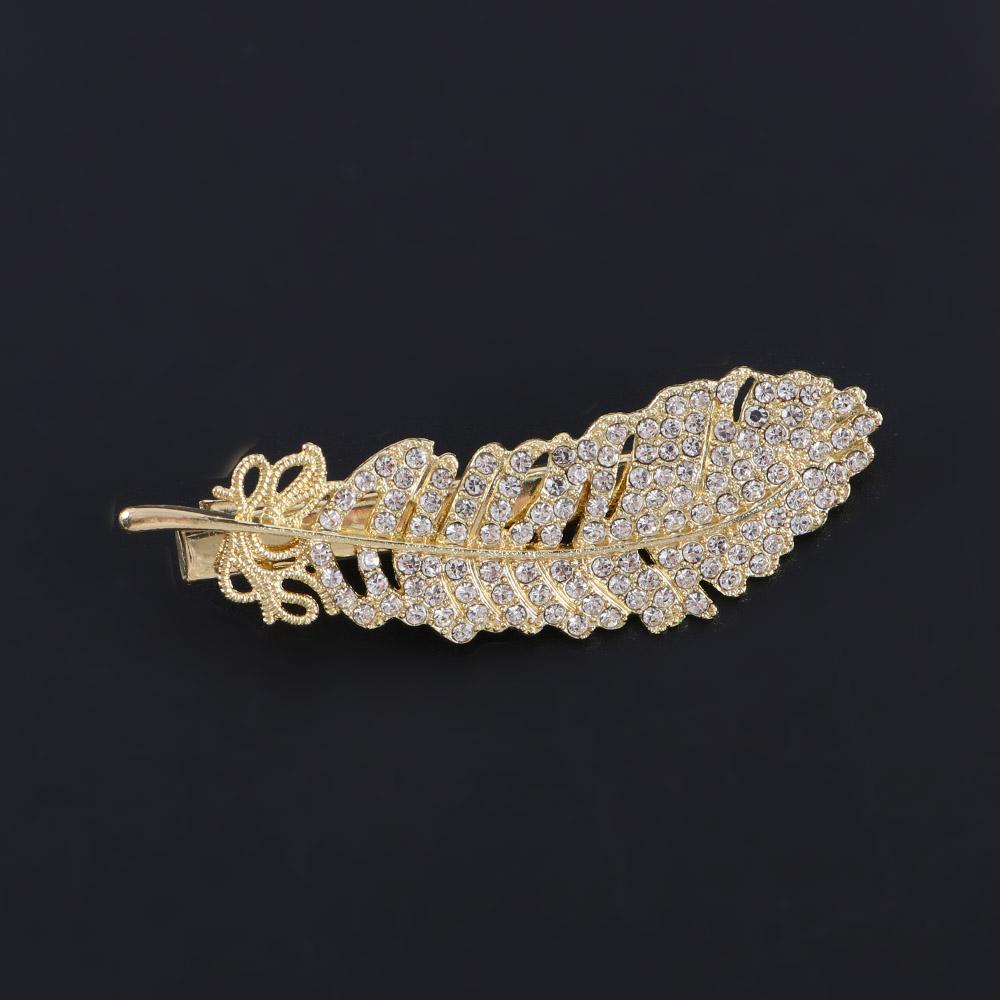 Girls Large Bb Clip Rhinestone Women Barrette Feather Hair Clips Crystal Hairpins Hair Side Clip