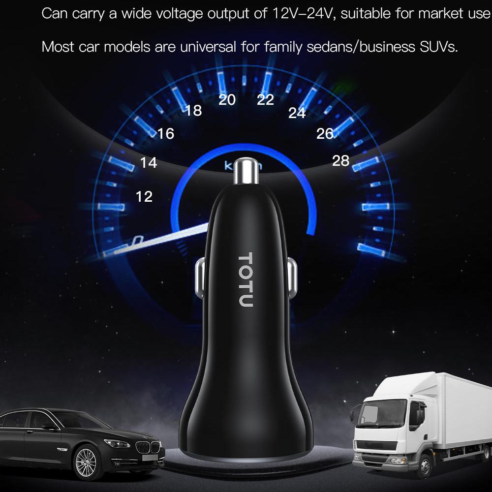 TOTU CC-5 Car Charger 65W Dual Port USB-C + USB-A Fast Charging Cigarette Lighter Adapter