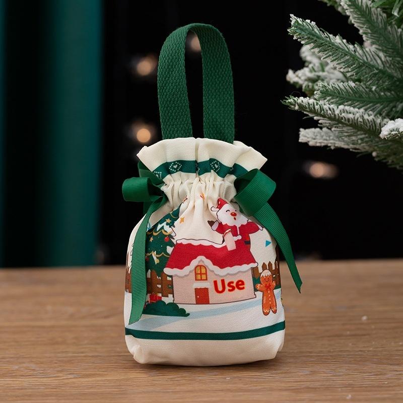 1Pc Simple Christmas Gift Knot Wristlet Santa Claus Candy Bag Christmas Knitted Bag Reusable Party Favor Bag