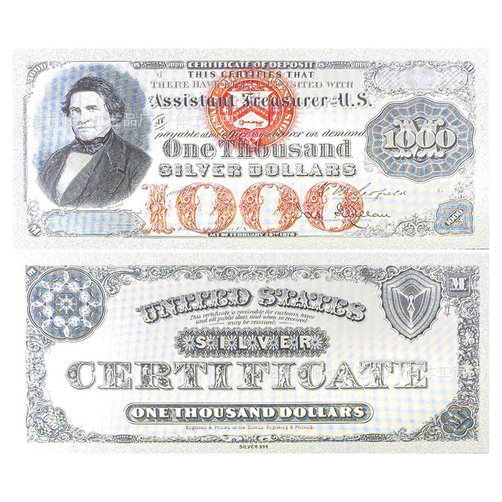 Creative Silver PET US Dollar Commemorative Banknote Bookmark for Theme Parties and Card Collections