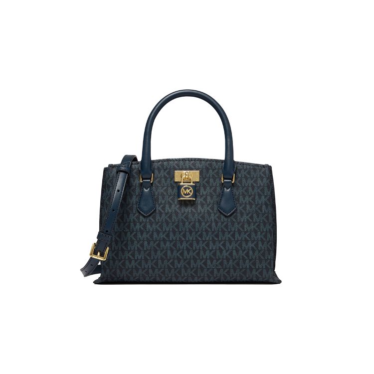 

Michael Kors MK Signature Monogram Lock Tote Bag Women Tote Bag Navy-Blue 30S3GR0S1V-444 Basic Set (Bag+Dust Bag)
