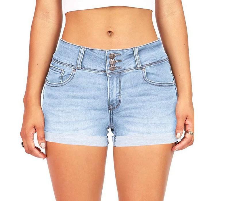 

New Style Multi-color Denim Waist-cinching Stretchy Women s Hot Pants светло-синий