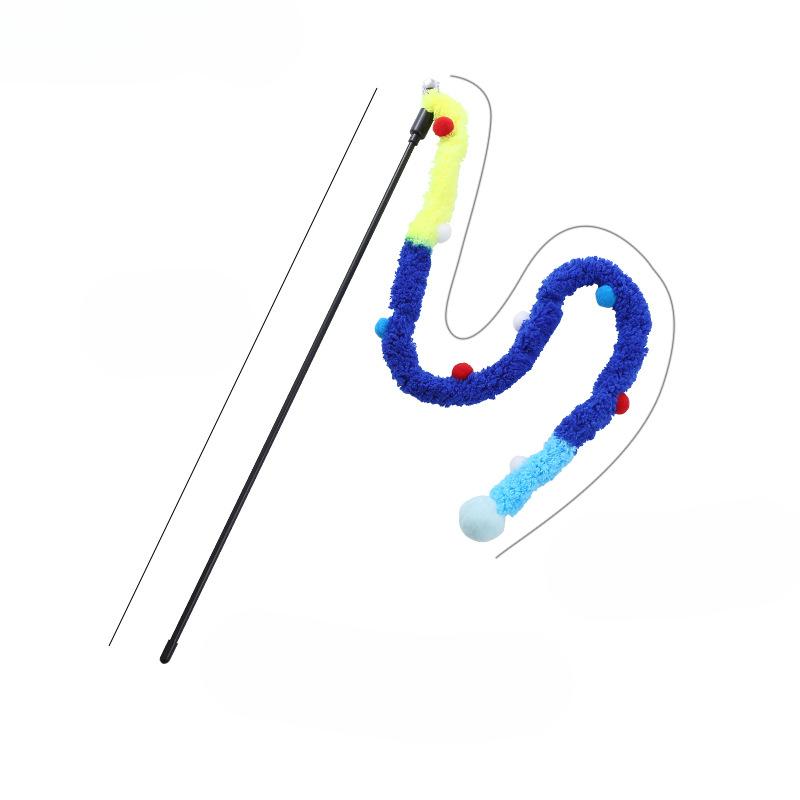 

Товары для животных Красочные плюшевые полоски Кошачья палочка для дразнения Колокольчик Декомпрессионные интерактивные игрушки для кошек 60cm синий
