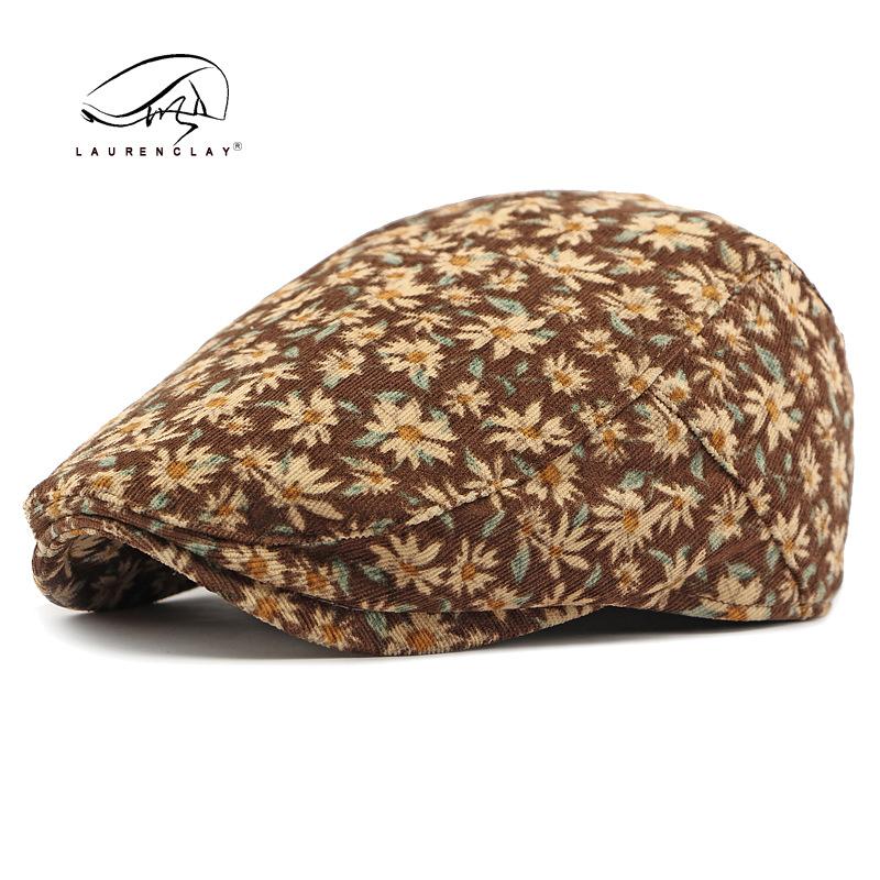 

Осень и зима новая персонализированная цветочная беретка женская британская ретро вельветовая кепка леопардовый принт кепка вперед adjustable [about 55-59cm]