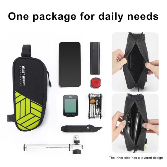 Bike Top Tube Bag Reflective Lightweight Portable Cycling Road Mountain Bicycle Front Frame Accessories Tools Cellphone Storage Pouch