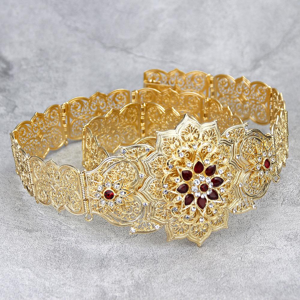 Cadena de cintura de boda de color dorado con cinturón de mujer de metal con longitud ajustable