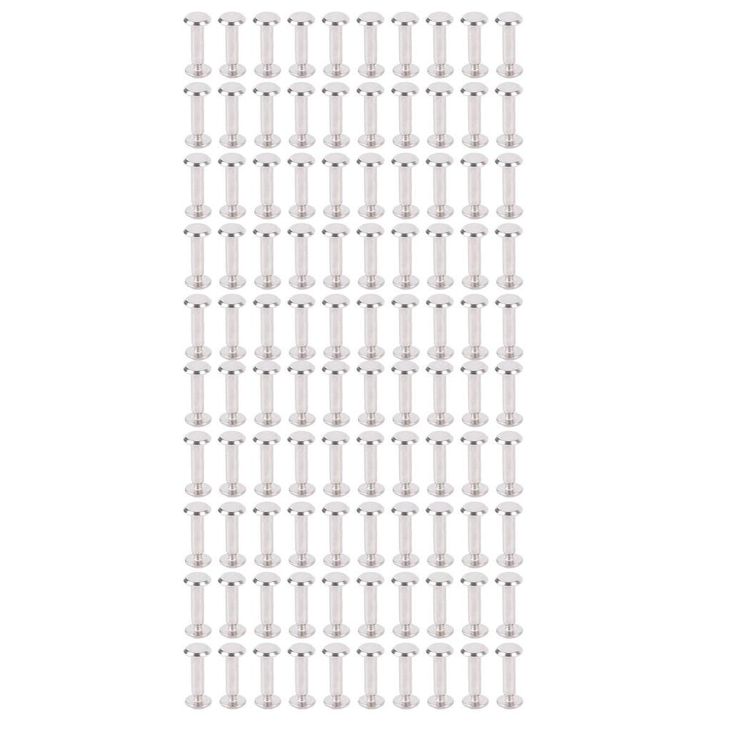 100 Sets Screw Rivet M2 Round Flat Head Stainless Steel Leather Rivets Binding Screws for Crafts