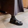 2025 New British Thick-heeled Loafers Women's Retro Versatile Commuter Belt Buckle Black Small Leather Shoes Single Shoes