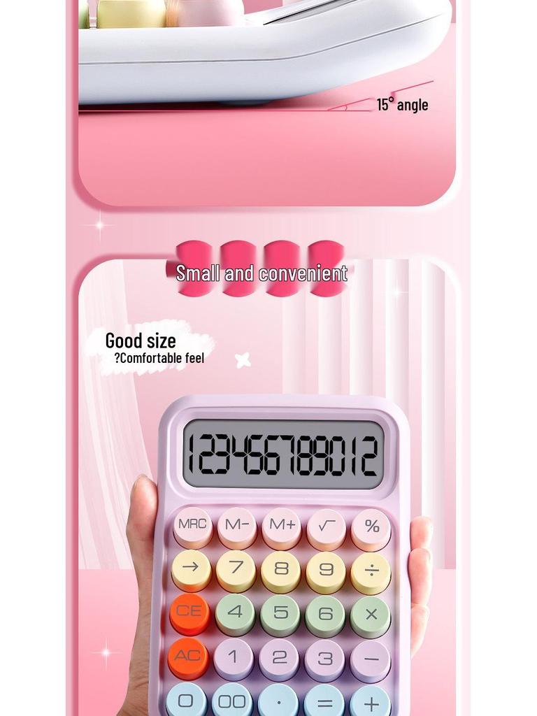 Goddess Style Cute 12-Digit Calculator Computer for Office Use with Flexible Buttons