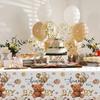 Tatuo 3 Pcs Bear Baby Shower Decorations Tablecloth We Can Bearly Wait Bear Table Cover Balloon Plastic Tablecloth for Birthday Baby Shower Party