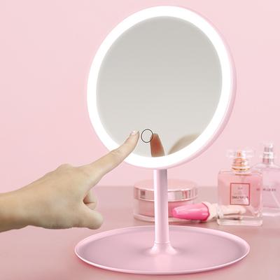 Makeup Mirror with Light Stand Type Supplementary Light Small Mirror Portable Small Dressing Mirror for Dormitory Desk