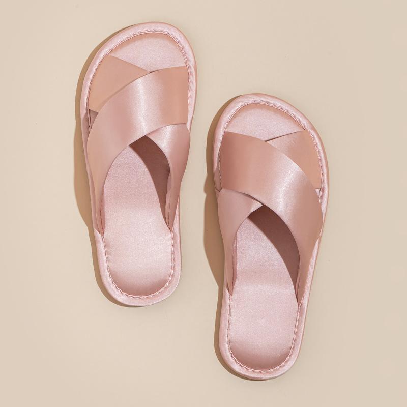 

Open Toe Slides House Sandals for Women&Men Summer Satin Slip on Flat Sandals Indoor Outdoor Beach Shoes for Couple Dress Shoes Bedroom Slippers 36-37
