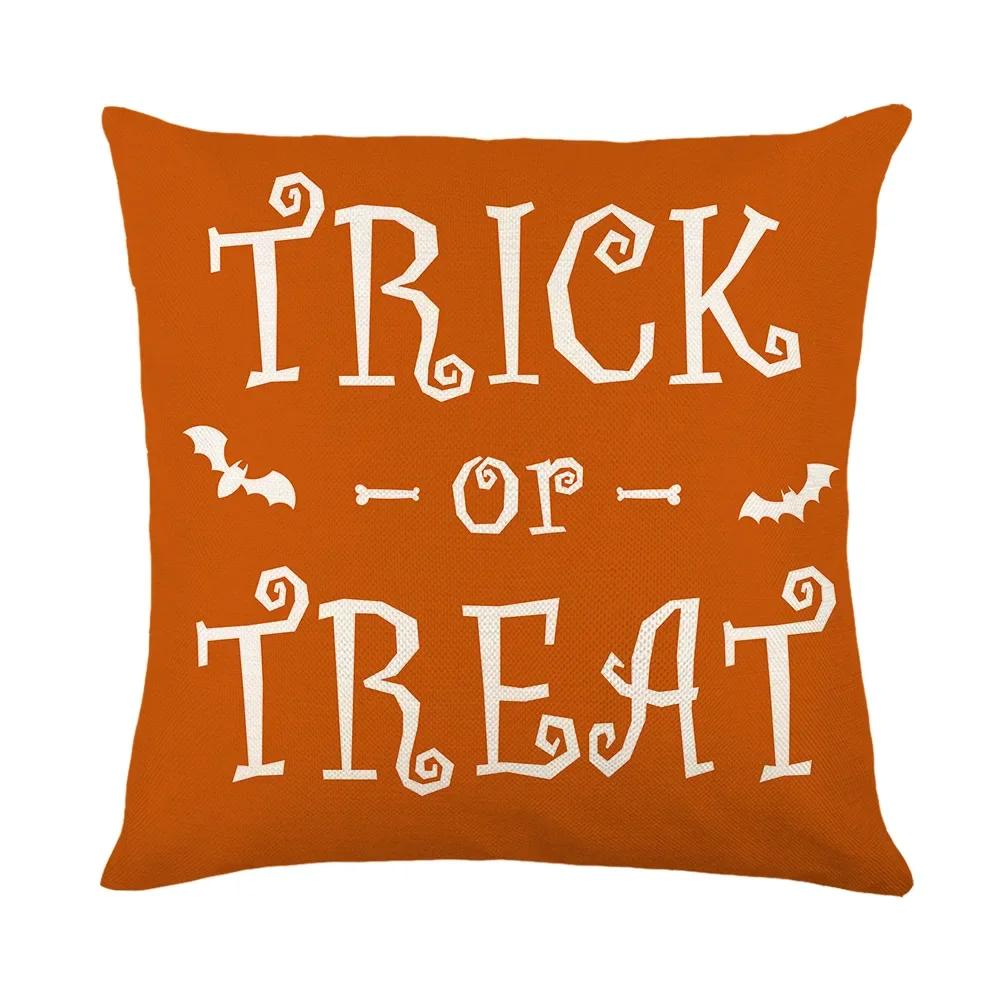 Halloween Decor Pillow Case 45X45 Pillow Cover Funny Pumpkin Ghosts Black Cat Print Cushion Cover Home Decorations Holiday Gifts