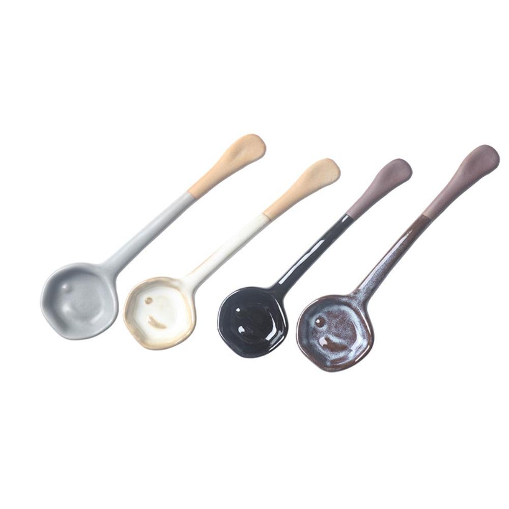 4PCS Under-glaze Painting Coffee Stirring Spoon Handmade Dessert Spoon Soup Spoon Afternoon Tea