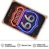 Hisun Blechschild Vintage Route Blechschilder Retro Amerikas Hauptstraße Metallwandkunst Klassisches Motorrad Hot Rod Garage Dekor Rustikal Historisch