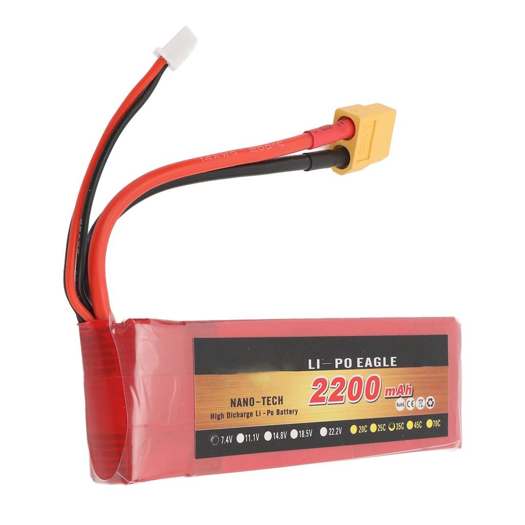 7.4V RC Car Lithium Battery 2200mAh Long Lasting Stable Voltage Replacement Battery For RC Boat