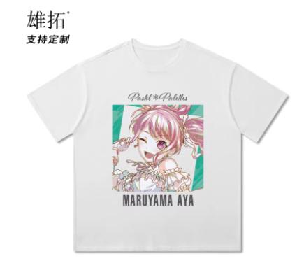 Japanese Anime Bang Dream Maruyama Aya Round Neck Short Sleeve Tshirt Summer Cosplay Student Loose Tops Xt