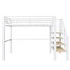 Letto a soppalco 90 x 200 Struttura Metallica Stabile con Ampio Spazio di Archiviazione Sotto il Letto e Scaletta Ideale per Bambini e Adulti