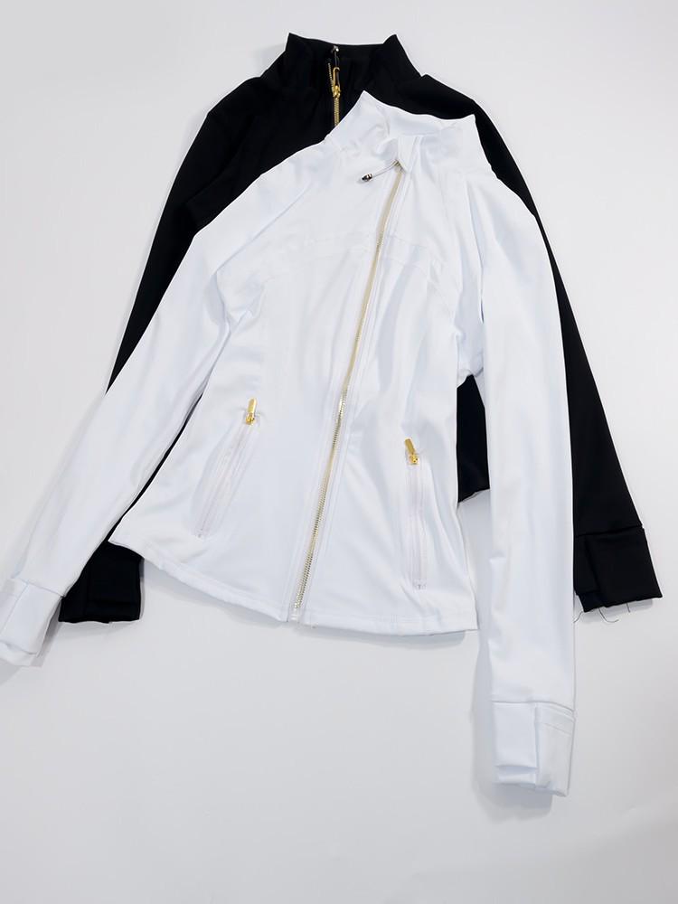 Damen 2.0 Classic Jacke mit goldenem Reißverschluss - Dünnes, hochelastisches Nylon für Frühling/Sommer Sport & Yoga