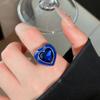 Love Heart Geometric Ring Candy Color Big Dome Plain Ring Jewelry Accessories Opening Ring  Party